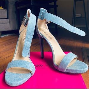 Denim Hi-Heel Sandals Size 7.5  only worn twice.